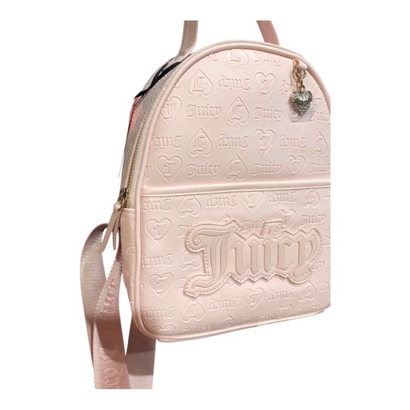 Juicy Couture baby pink powder blush upgrade U medium backpack with charm new - Picture 11 of 15